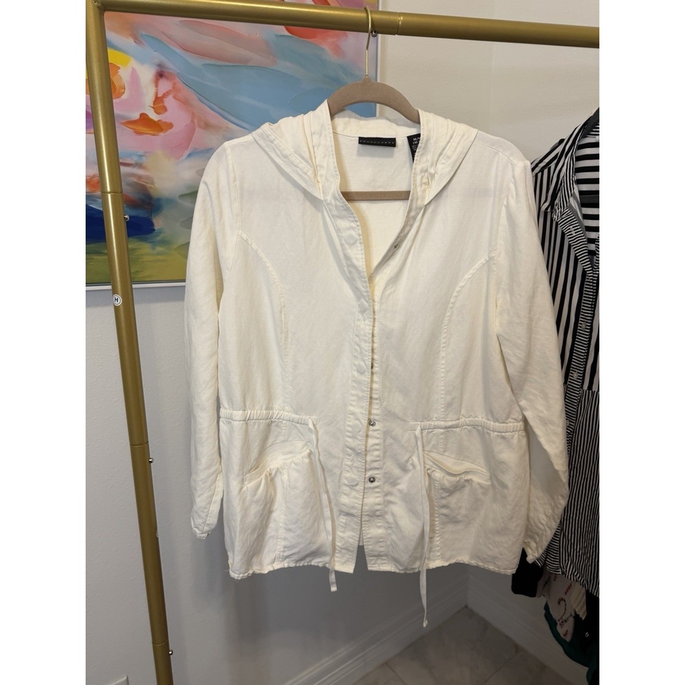 Apostrophe Silk Linen Women's White Cream Jacket coat Medium